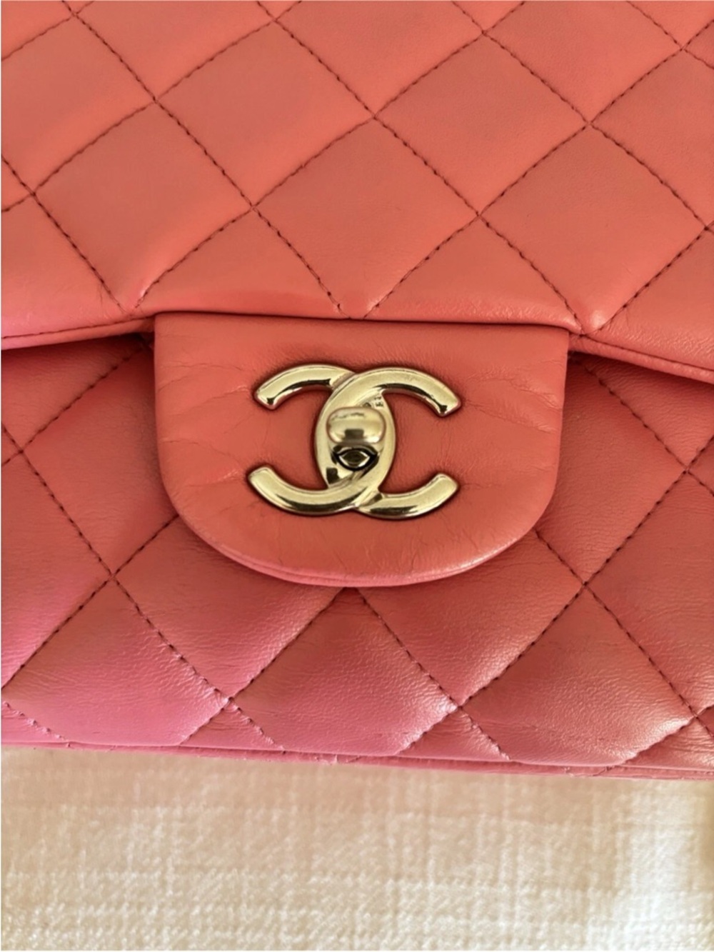 CHANEL Jumbo Pink Quilted Lambskin Shoulder Flap Bag with Silver Hardware - Picture 8 of 17